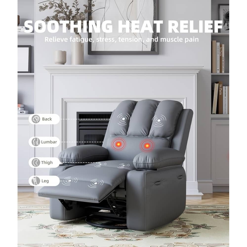 360° Swivel Oversized Recliner Chairs with Heat and Massage