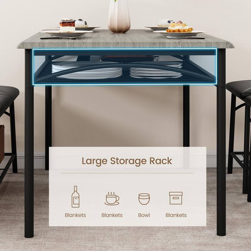 Dining Table Set for 4 with Upholstered Bench