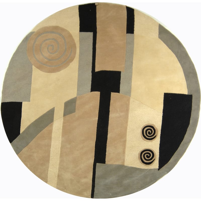 SAFAVIEH Handmade Rodeo Drive Zoie Mid-Century Modern Abstract Wool - 7'9" x 7'9" Round - Assorted - Runner/Round