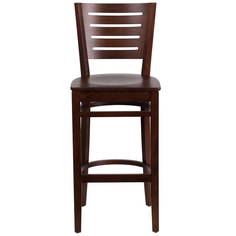 2 Pk. Darby Series Slat Back Wooden Restaurant Barstool - 16.75"W x 18"D x 43.5"H - 16.75"W x 18"D x 43.5"H
