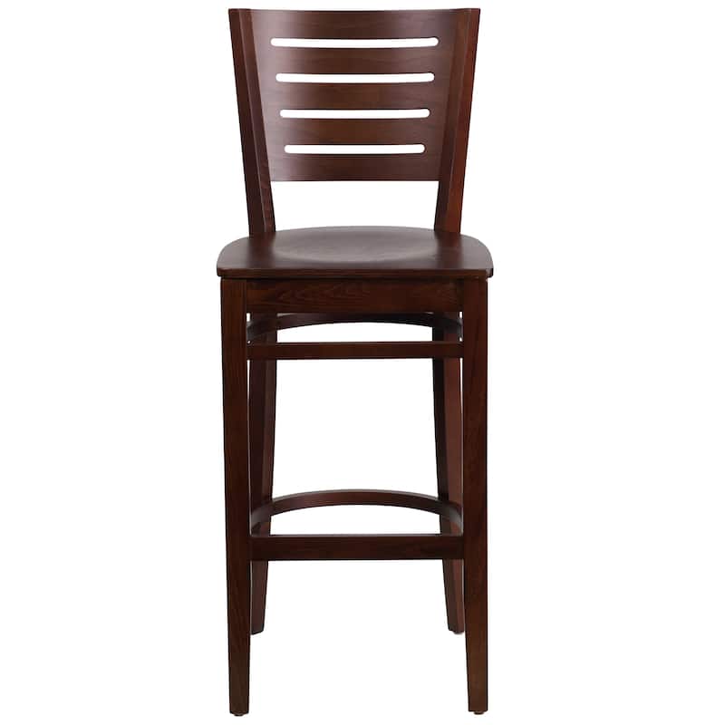 Slat Back Wooden Restaurant Barstool - 16.75"W x 18"D x 43.5"H - 16.75"W x 18"D x 43.5"H