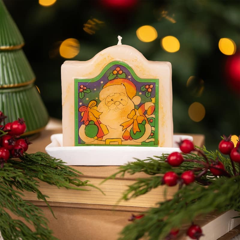 Santa Claus and Snowman Christmas Candles - 4" - Set of 4