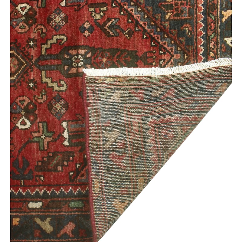 Fine Vintage Distressed Adofo Red/Charcoal Runner - 3'2" x 9'11"