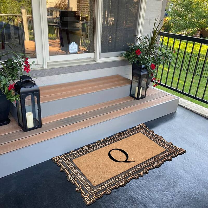 A1HC First Impression Carson Rubber and Coir 24" X 36", Heavy Duty, Easy to Clean Outdoor Monogrammed Doormat