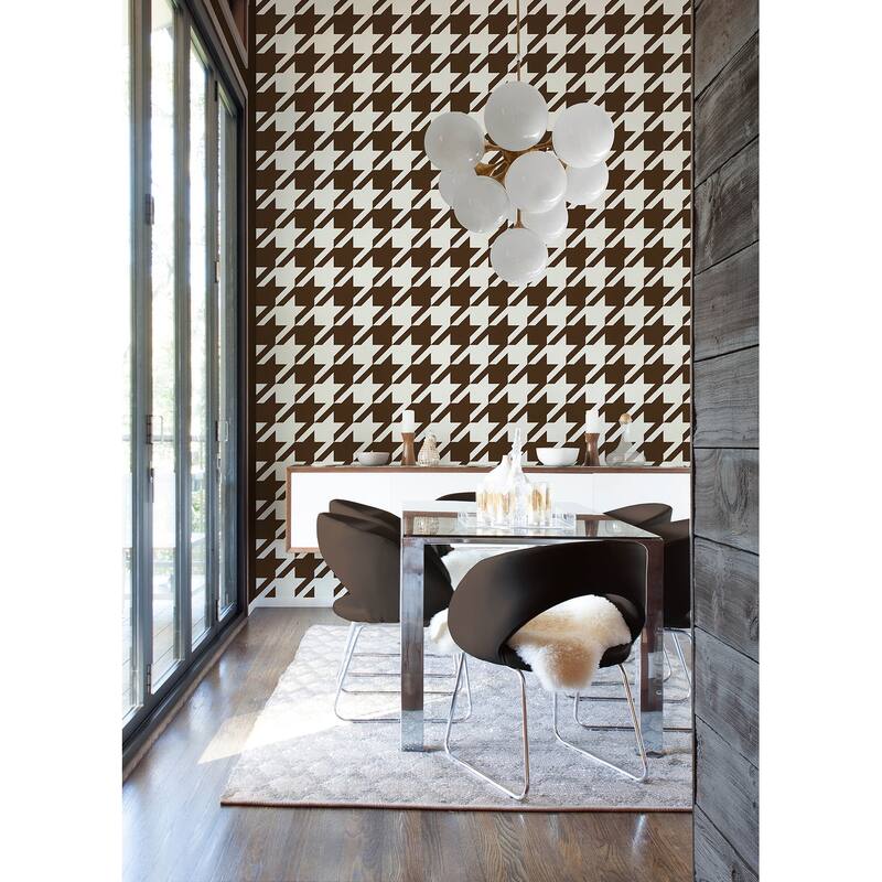 RuPaul RuHoundstooth Brown Peel and Stick Wallpaper