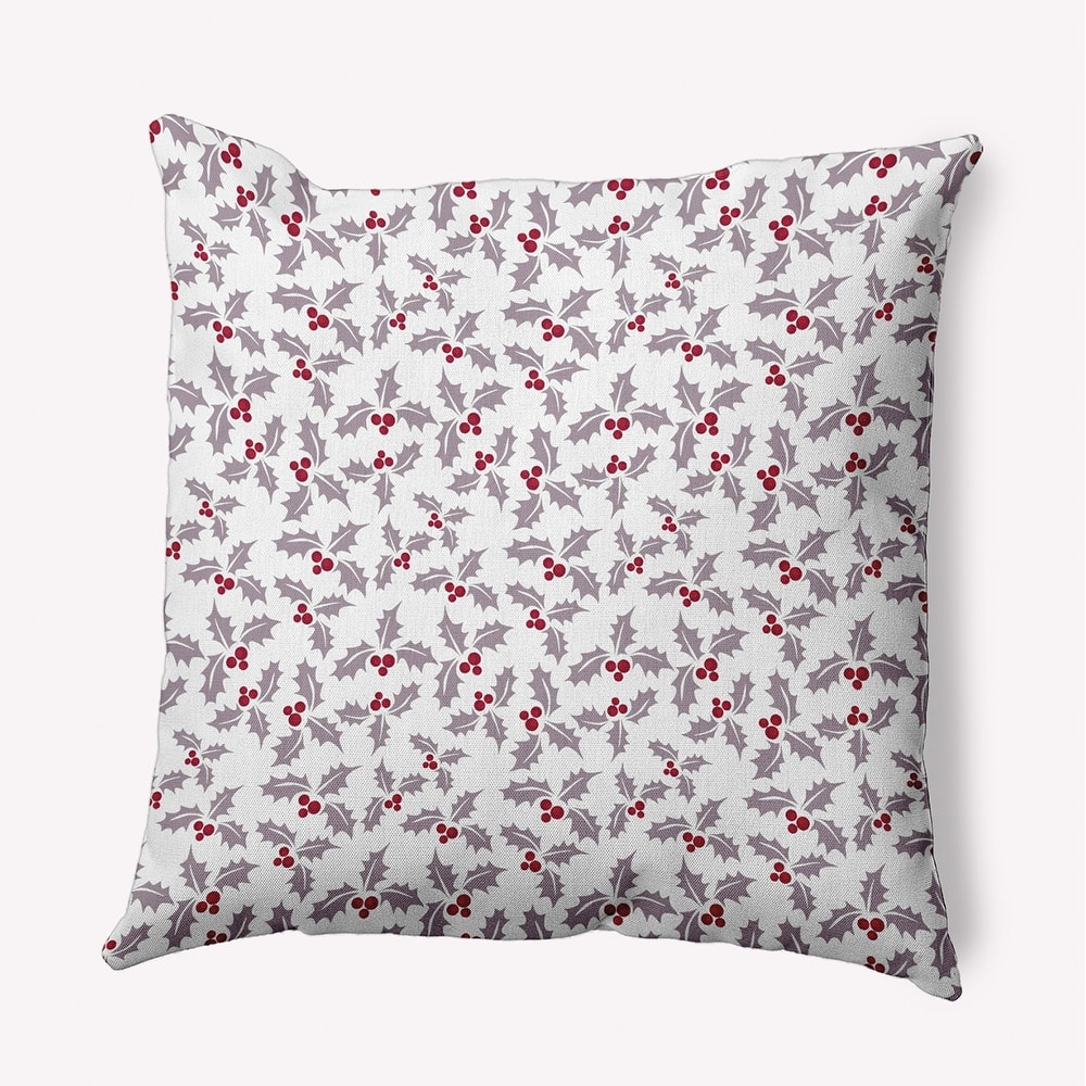 Holly Bush Christmas Indoor/Outdoor Throw Pillow