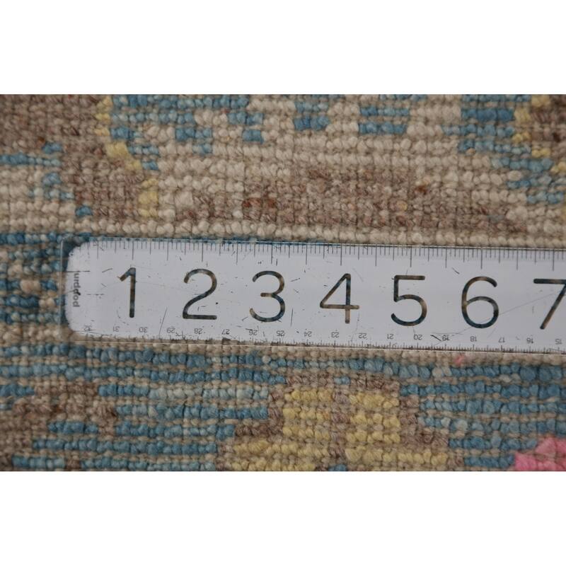 Hand Knotted Oriental 100% Wool Carpet Transitional Floral Brown Oushak Runner Rug - 15' 3'' X 3' 4''