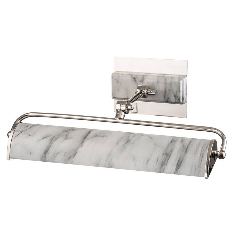 Winchfield Medium Picture Light in Polished Nickel and White Marble - 5"h x 17.5"w x 12"d