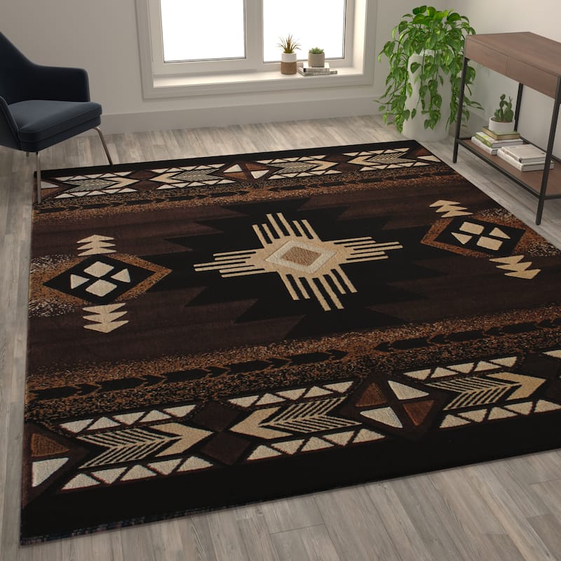 Traditional Southwestern Style Olefin Fiber Geometric Area Rug