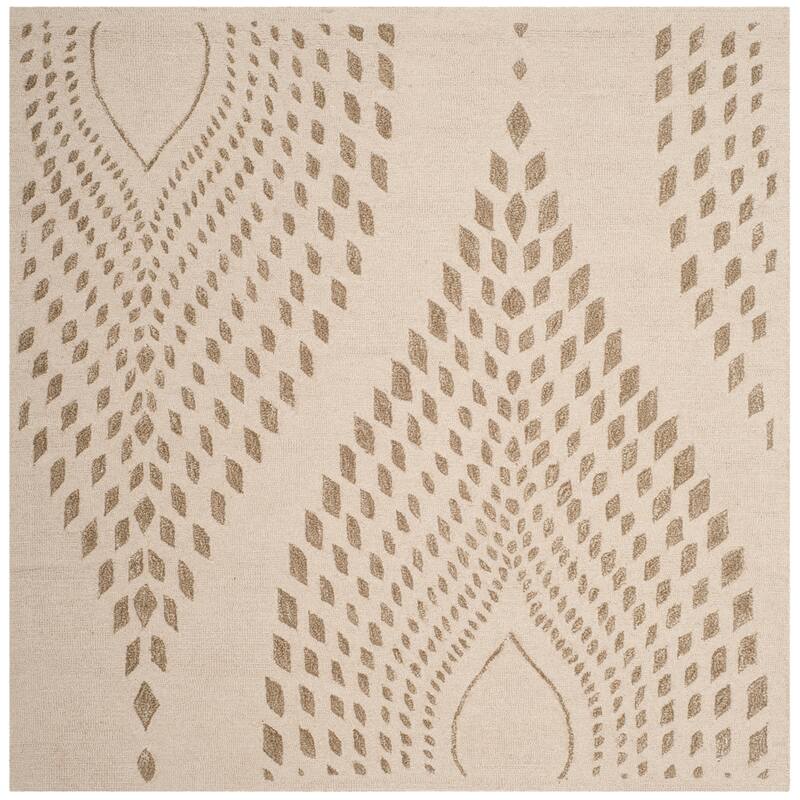 SAFAVIEH Handmade Bella Stacy Modern Floral Wool Rug - 5' Square - Sand/Brown