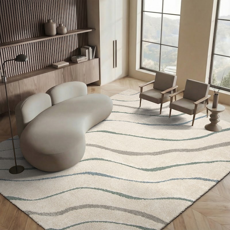 SAFAVIEH Florida Shag Borbala Soft Serene Waves 1.2-inch Thick