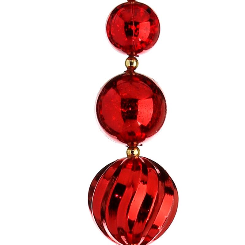 60" Mercury Ball Ornament Garland, Shatterproof - Red