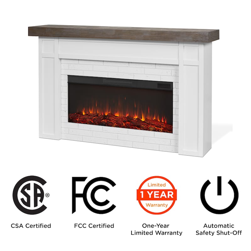 Cravenhall 64" Electric Fireplace by Real Flame in White