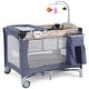 preview thumbnail 1 of 6, Costway Foldable Baby Crib Playpen Playard Pack Travel Infant 3-in-1 - 40'' x 27.5'' x 30'' Grey - 40'' x 27.5'' x 30''