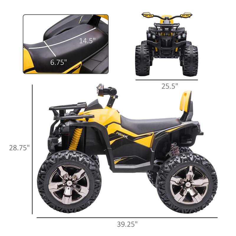 12V Beach Car for Kids with USB, Yellow Ride on Motor Vehicle Toy with Music, Children's Car with Wear-Resistant Tires