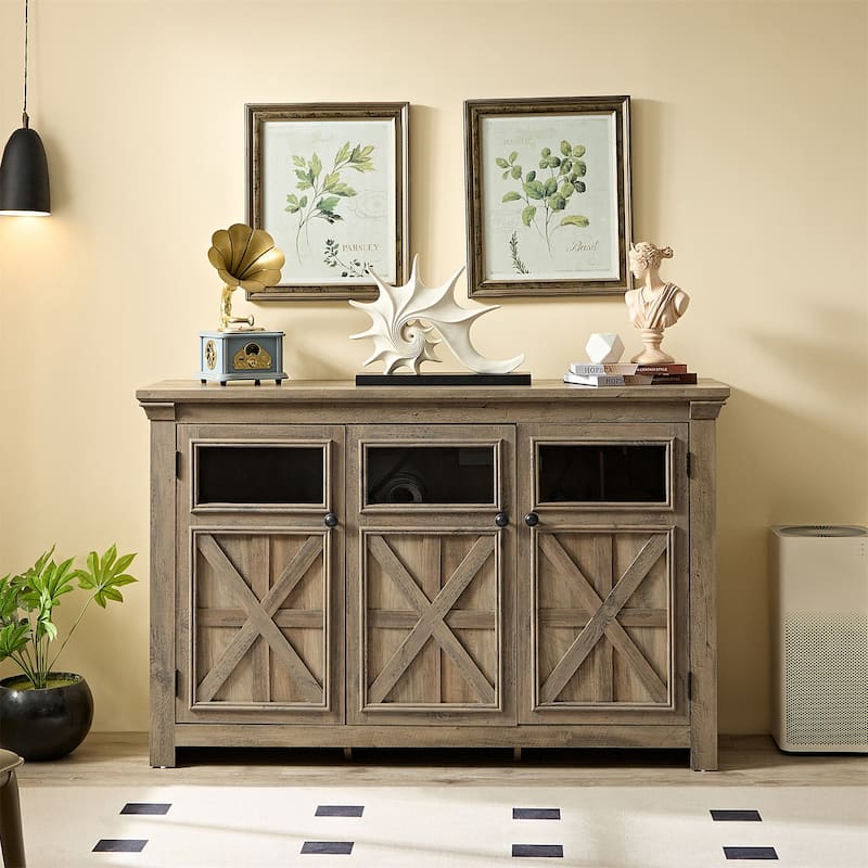 MDF 3-Doors Cabinet Buffet Sideboard - Grey
