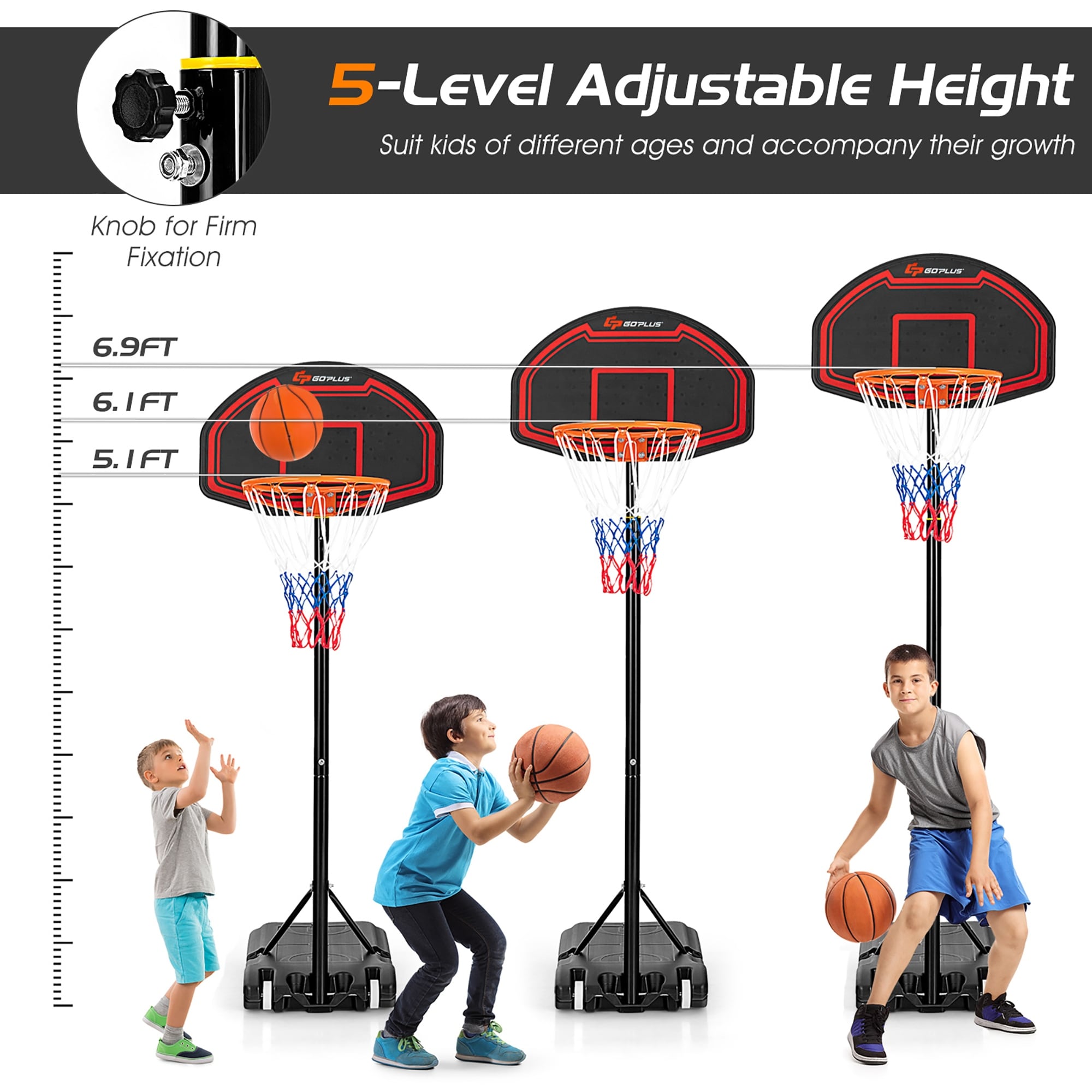 Costway 44'' Portable Adjustable Basketball Goal Hoop Stand System - 35.5''  x 23'' x 6'' (L x W x H) - On Sale - Bed Bath & Beyond - 37246791
