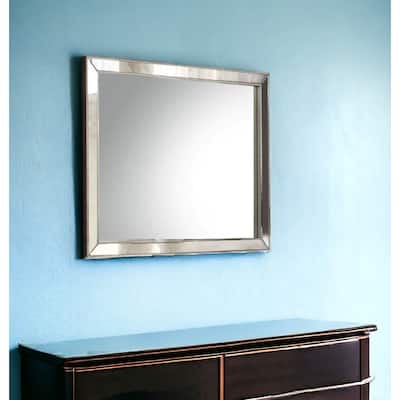 HomeRoots 32" Platinum Wood Framed Mounted Dresser Mirror - 36' X '32' X '1