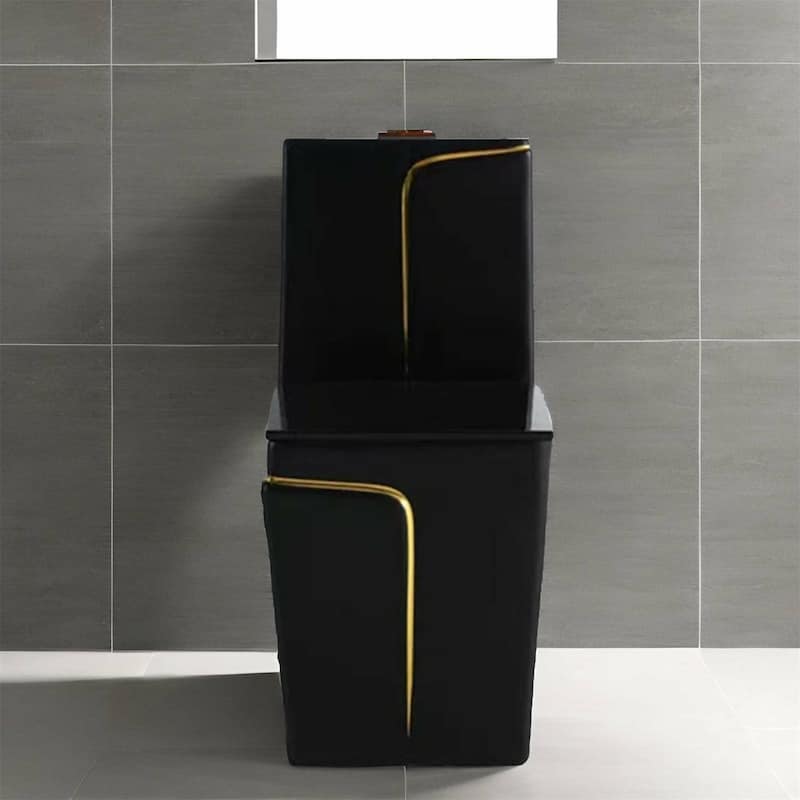 Black Ceramic One Piece Toilet with Seat