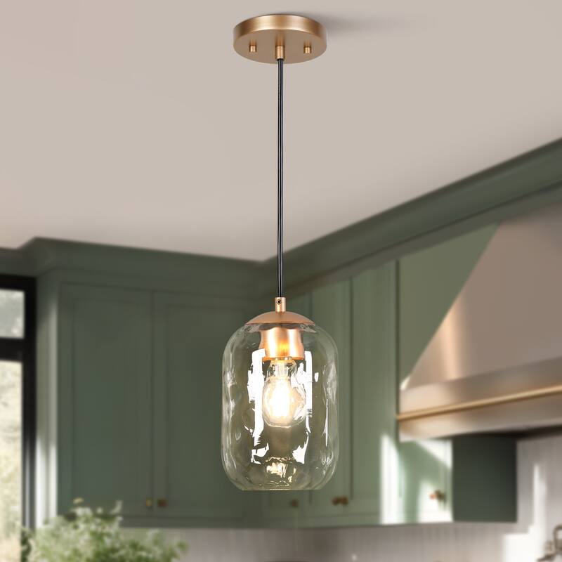 Modern Chic 1-light Pendant Light Water Ripple Glasses Kitchen Island Light for Dining Room - 5.3 " D × 8.9 " H