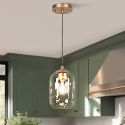 Modern Chic 1-light Pendant Light Water Ripple Glasses Kitchen Island Light for Dining Room - 5.3 " D × 8.9 " H