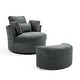preview thumbnail 24 of 198, 41" W Oversized Accent Barrel Swivel Chair with Moon Storage Ottoman