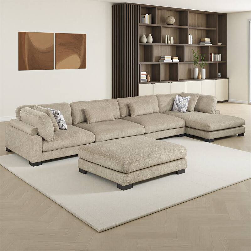 Fremont & Park Abbeville Microfiber 5-Piece Modular Sectional with Chaise and Ottoman