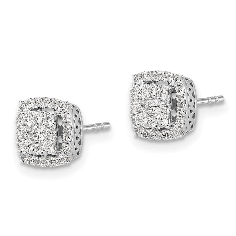 Curata 14k White Gold Diamond Post Earrings - 8x8mm Wide