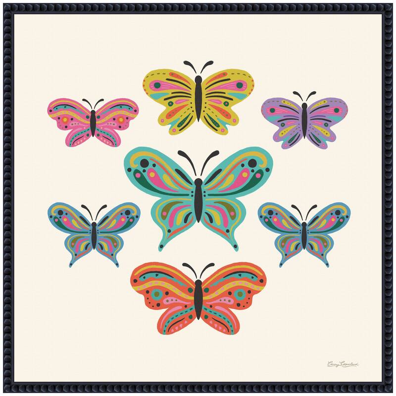 Kate and Laurel Sylvie Colorful Boho Butterflies Framed Canvas by Carey Copeland