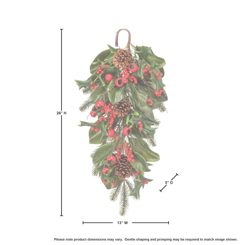 26" Premium Berry/Pine/Magn/Holly Teardrop - Green - 26