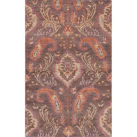 ECARPETGALLERY Hand-knotted Eternity Brown Wool Rug - 5'0" x 8'0"