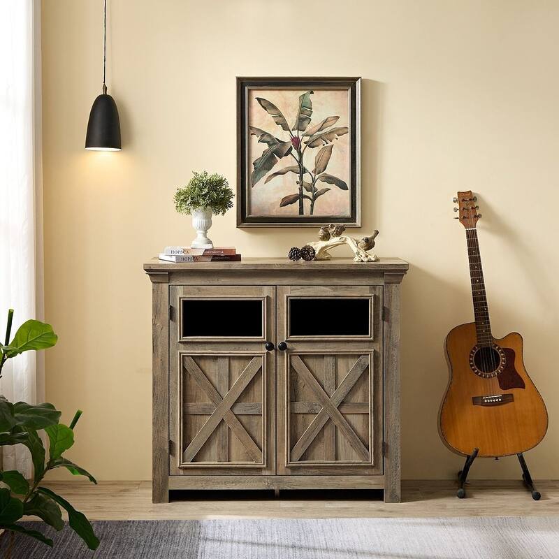 38" Bar Cabinet Large Buffet Sideboard Wine Cabinets with 2 Doors