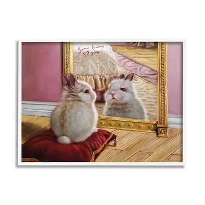 Stupell Some Bunny Loves You Adorable Rabbit in Mirror Framed Wall Art