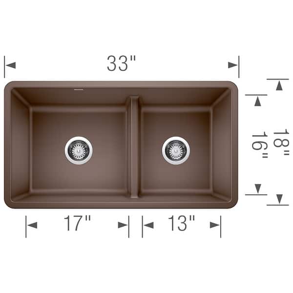 dimension image slide 2 of 6, Blanco Precis 18-In X 33-In Granite Kitchen Sink - 33" x 18" x 9.25"