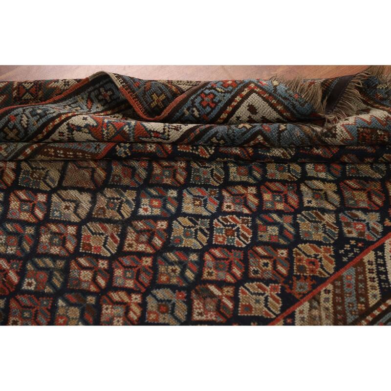 Pre-1900 Antique Vegetable Dye Kazak Area Rug Handmade Wool Carpet - 5'5" x 13'4"