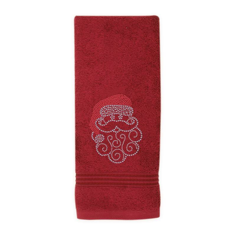 Sparkles Home Rhinestone Santa Hand Towel - Red