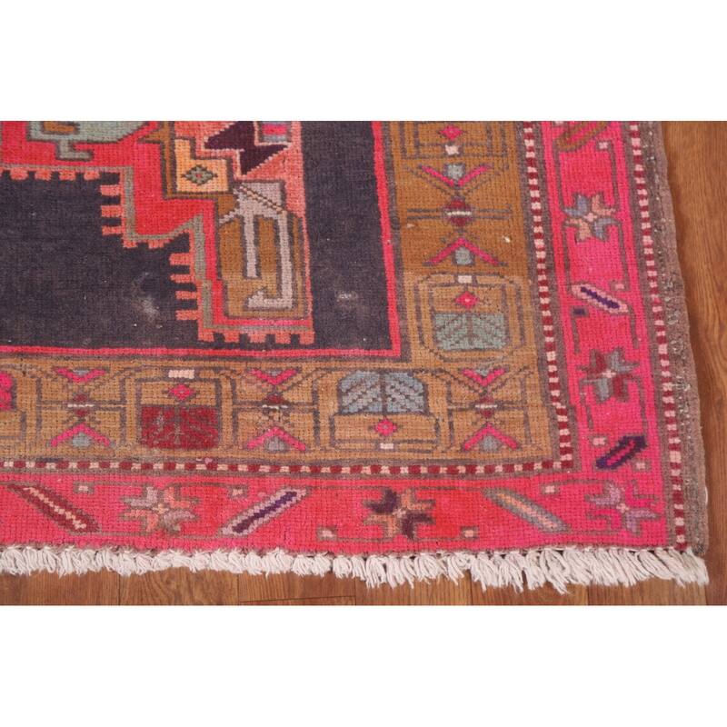 Hand Knotted Oriental 100% Wool Carpet Traditional Geometric Greys & Charcoal Meshkin Runner Rug - 10' 3'' X 3' 10''