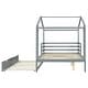 preview thumbnail 38 of 41, Full Size Wood House Bed with Roof & Fence, Multifunction Daybed Frame w/ Writing Board & Trundle for Kids Teens Girls/Boys