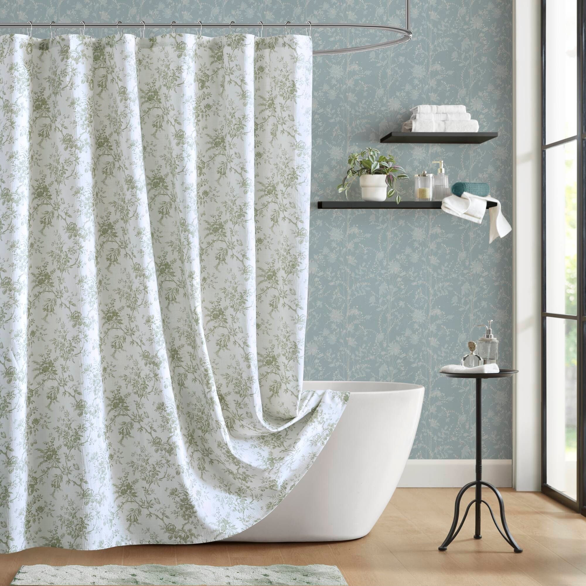 Walled Garden Tonal Floral Cotton Blend Shower Curtain - On Sale