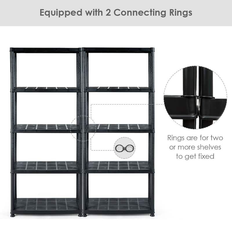 Gymax 5-Tier Storage Shelving Freestanding Heavy Duty Rack,28"XL X