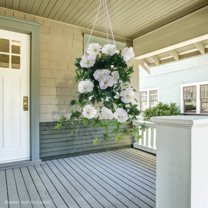 Morning Glory Artificial Floral Hanging Bush Spray- 20" - Cream