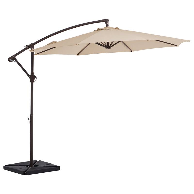 10 ft Steel Crank-lift Cantilever Umbrella With Weighted Base