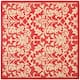 SAFAVIEH Courtyard Bettylou Indoor/ Outdoor Damask Area Rug - 7'10" x 7'10" Square - Red/Natural