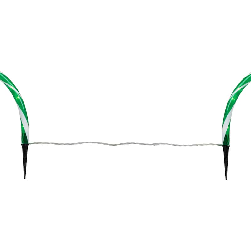 Lighted Candy Cane Outdoor Christmas Arch Pathway Markers - 11" - Green - Set of 3