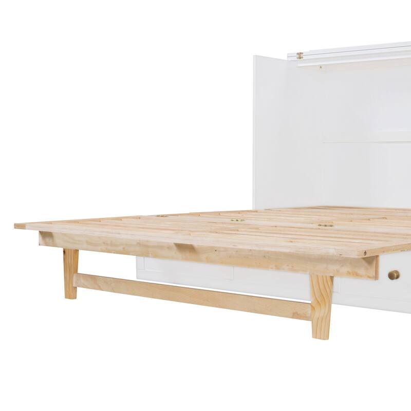 Queen Size Murphy Bed with Versatile Storage & Large Drawers
