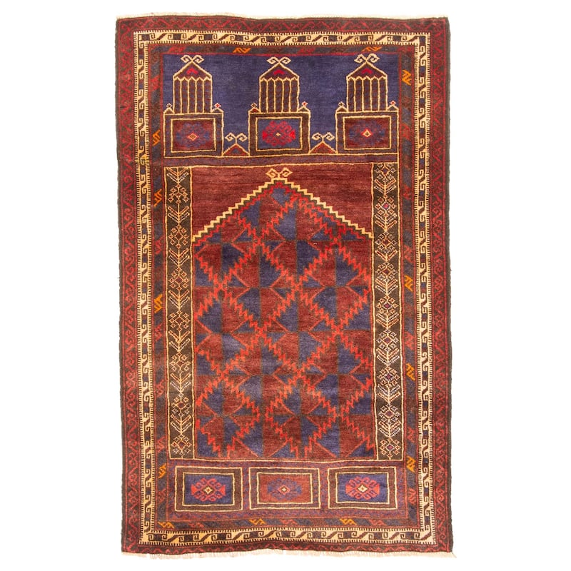 ECARPETGALLERY Hand-knotted Teimani Red Wool Rug - 2'11 x 4'6