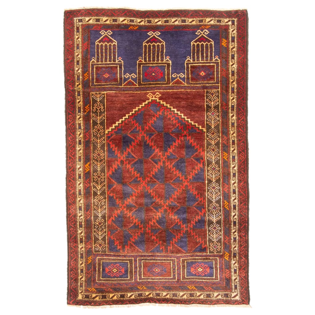 ECARPETGALLERY Hand-knotted Teimani Red Wool Rug - 2'11 x 4'6