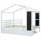 preview thumbnail 7 of 42, Full Size Solid Wood House Bed with Trundle, Fence and Writing Board for Kids, Boys and Girls, Bedroom
