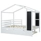 preview thumbnail 8 of 41, Full Size Wood House Bed with Roof & Fence, Multifunction Daybed Frame w/ Writing Board & Trundle for Kids Teens Girls/Boys