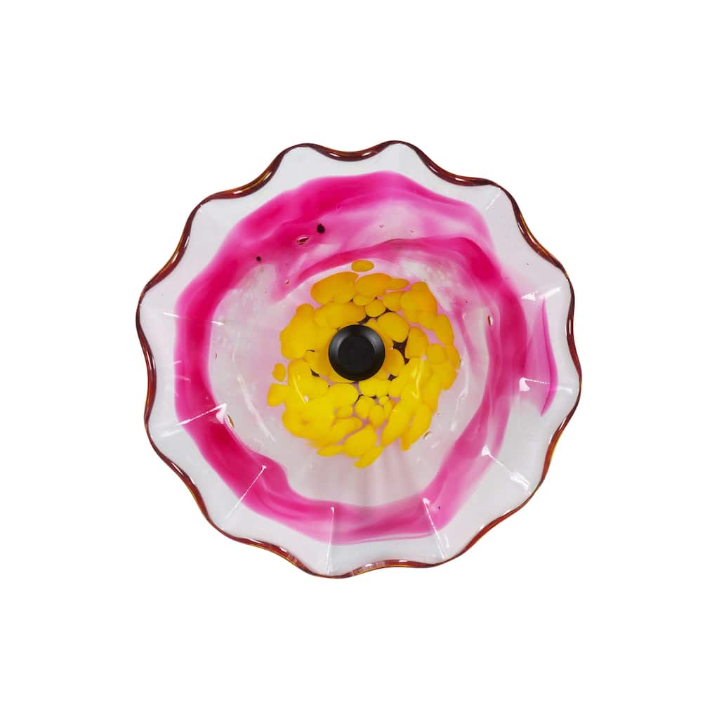 9IN Diamter Pink Fiore Bloom Art Glass Wall Art